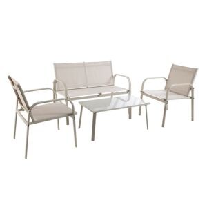 Living Accents 4-Piece Textilene Seating Table Set Beige 64 x 110cm 505.0800.001